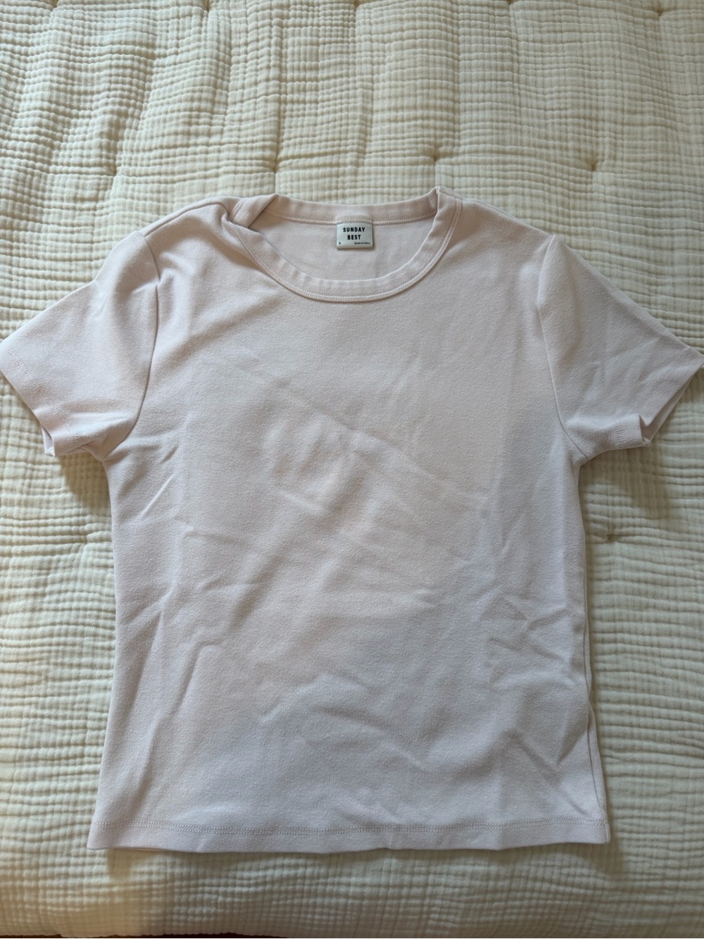 Sunday Best Light Baby Pink Cropped Short-Sleeve Crewneck Tee